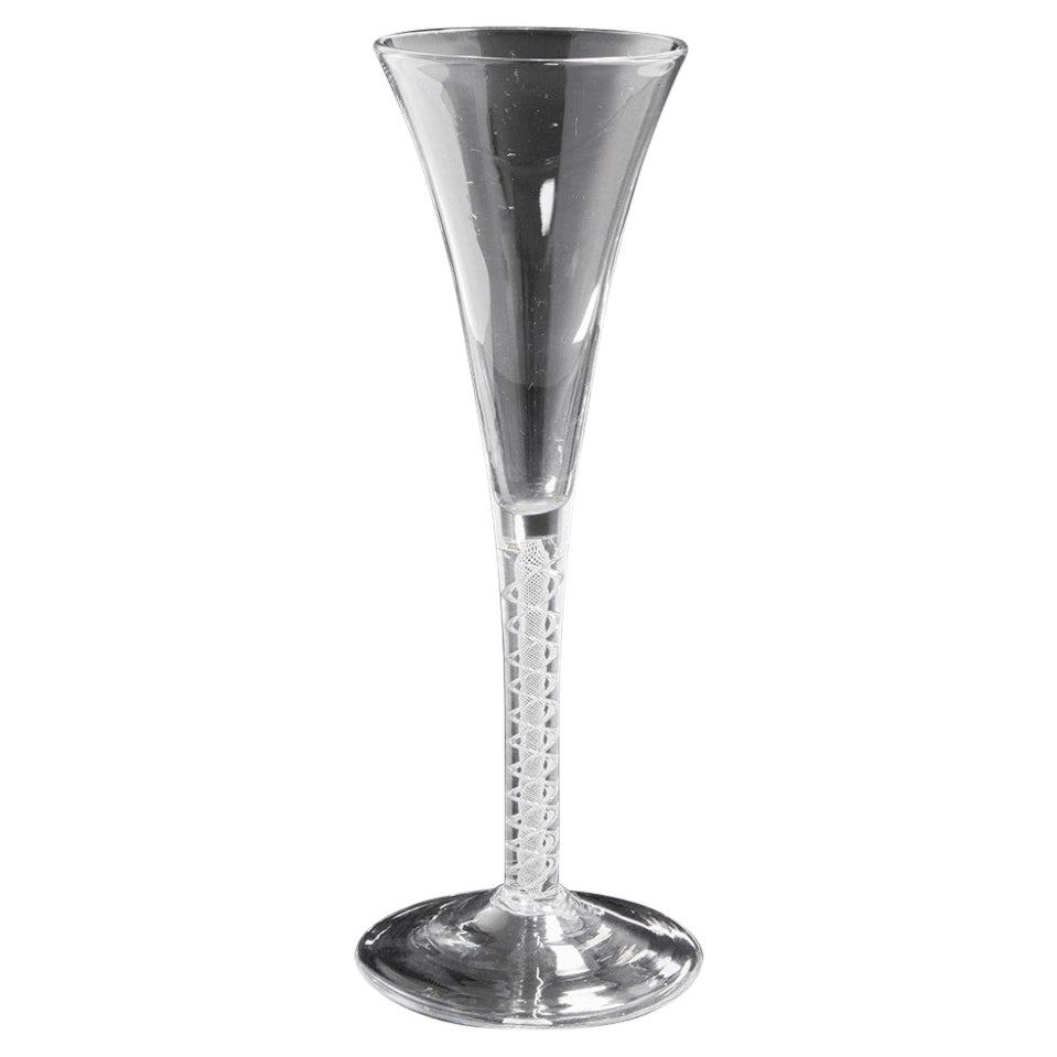 Mixed Twist Georgian Glass Flute c1760 For Sale