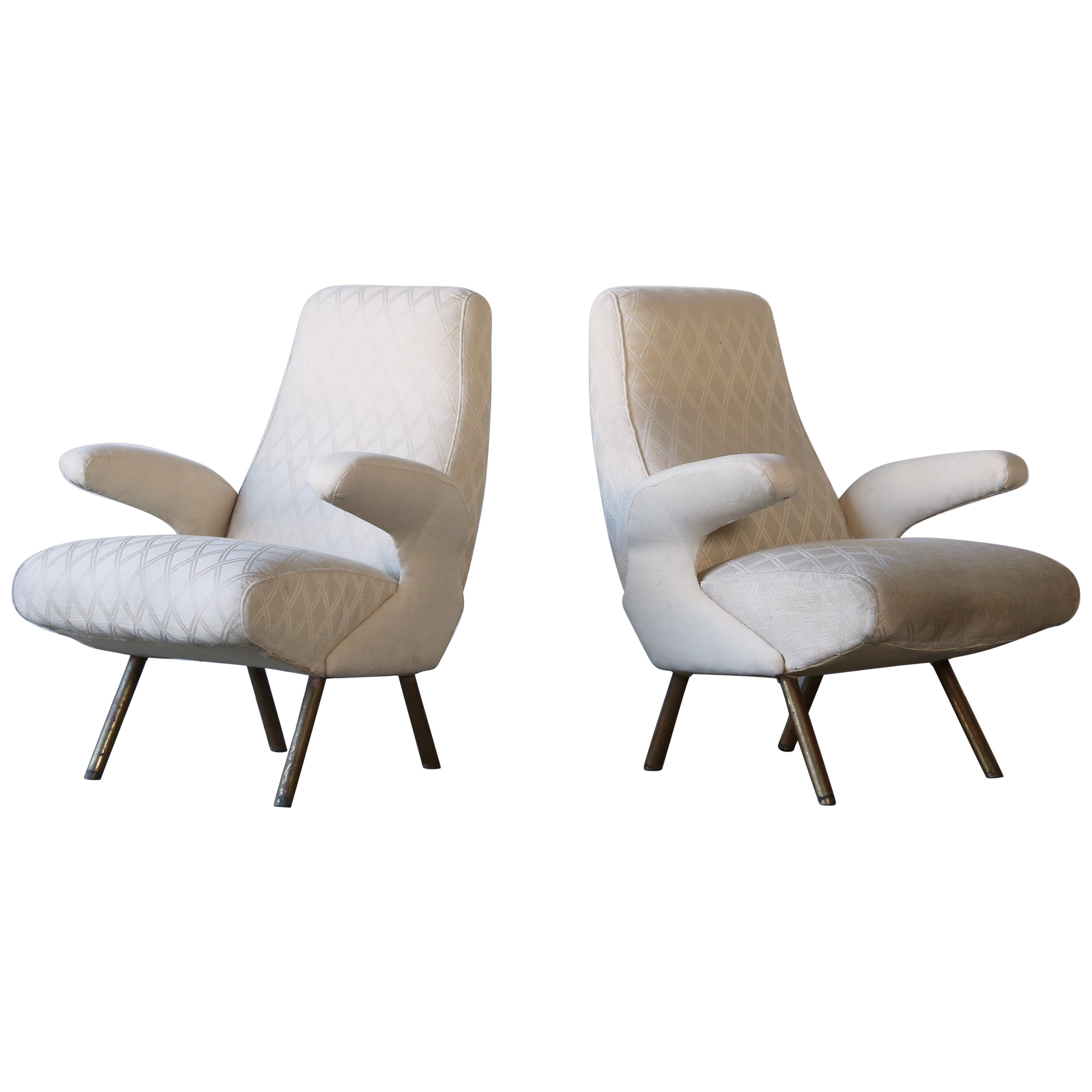 Nino Zoncada Attributed Lounge Chairs, Italy, 1950s, for Reupholstery