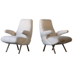 Nino Zoncada Attributed Lounge Chairs, Italy, 1950s, for Reupholstery