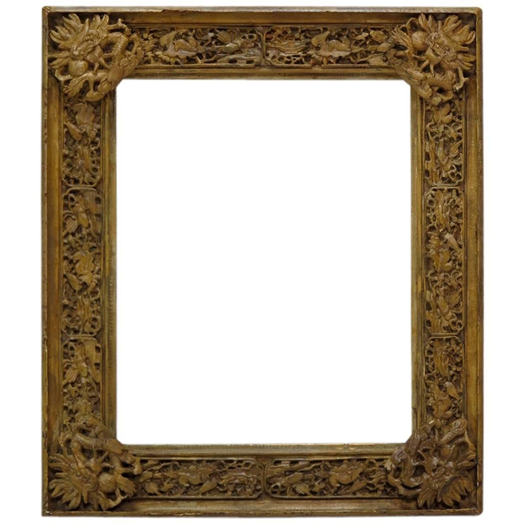 Large Elaborately Carved Chinese Style Frame, France, 19th Century For Sale
