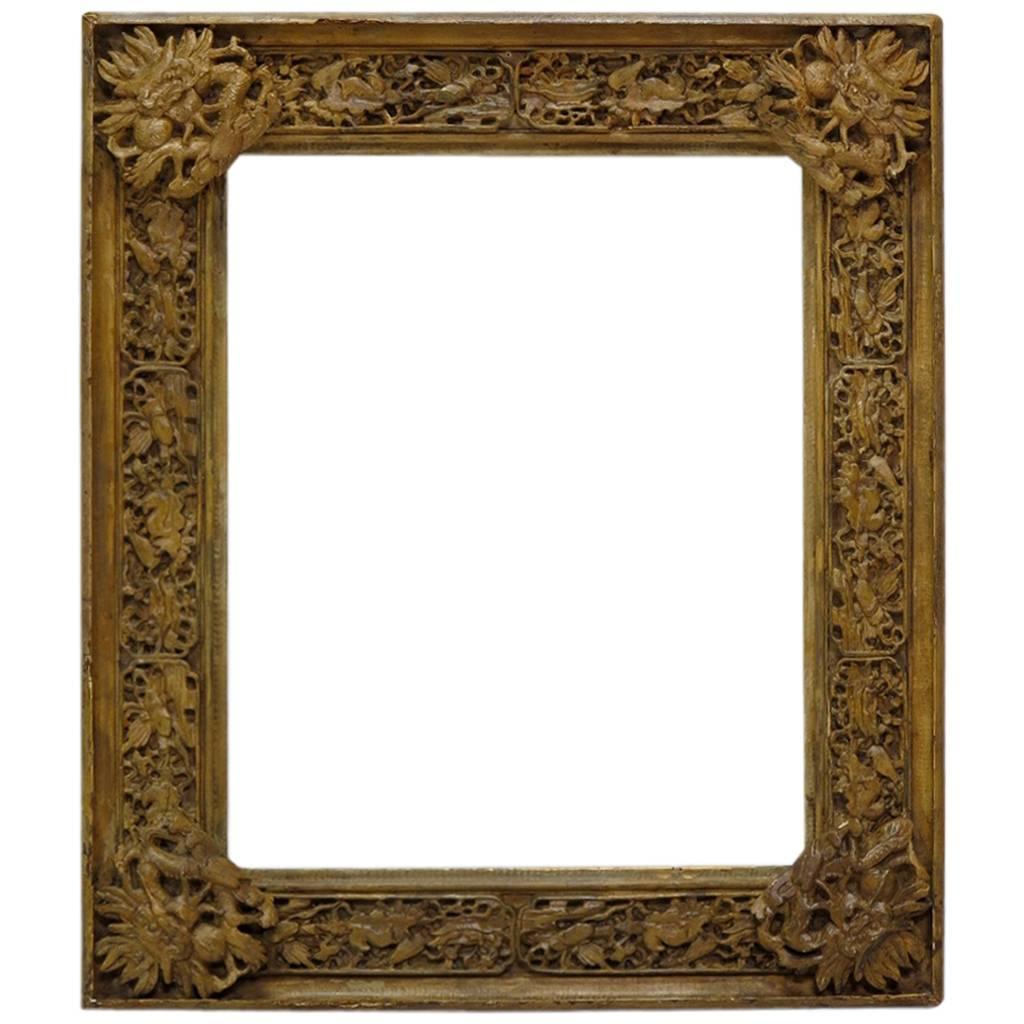 Large Elaborately Carved Chinese Style Frame, France, 19th Century For