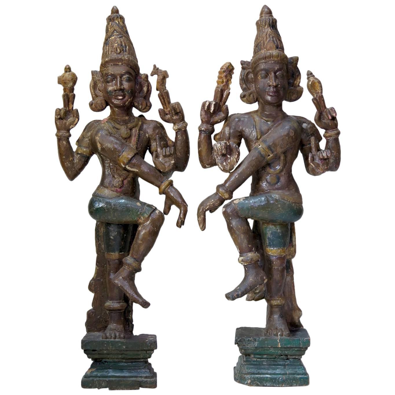 Large Polychrome Statues of Vishnu, India, 19th Century or Earlier