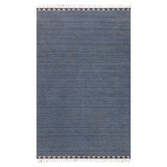 Schwedischer flacher gewebter Vintage-Teppich in Beige, Blau und Grau