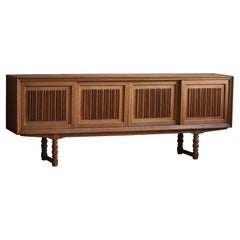 Mid Century Low Sculptural Sideboard in Oak, Made by a Danish Cabinetmaker, 1960