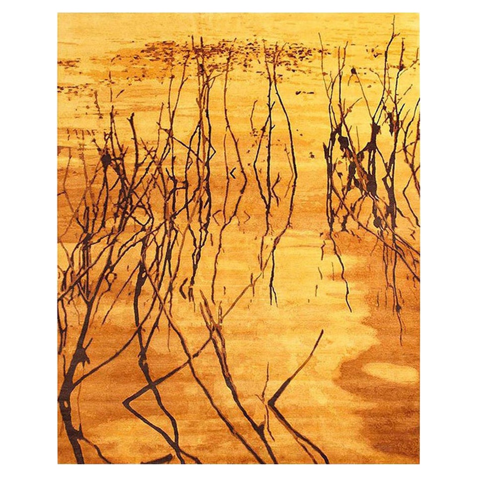 Water Pattern Rug Modern Abstract Water Dance Handmade Wool and Silk Rug by Doris Leslie ...
