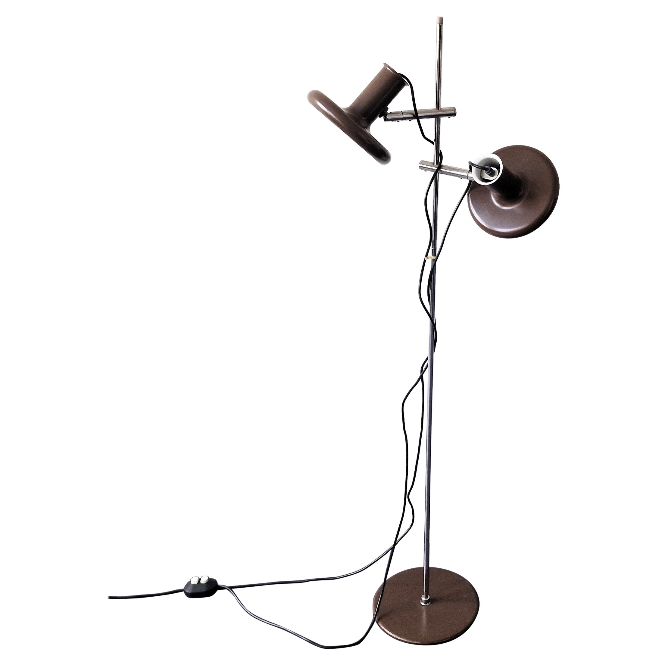 Dark brown 'Optima 4' floor lamp by Hans Due for Fog and Mørup, Denmark 1970's For Sale