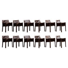 Vintage Mario Bellini "CAB 413" Chairs for Cassina in Dark Brown, 1977, Set of 12