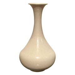 White 1960s Eggshell Glazed Ceramic Vase by Gunnar Nylund for Rörstrand Sweden 