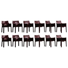 Vintage Mario Bellini "CAB 413" Dining Chairs for Cassina, 1977, Set of 12