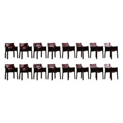 Vintage Mario Bellini "CAB 413" Dining Chairs for Cassina, 1977, Set of 16