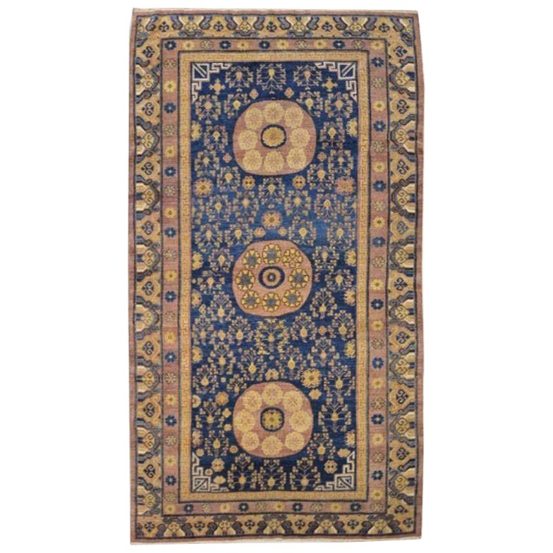 Antique Samarkand. Rosettes Design. 3.45 x 1.80 m. circa 1875 For Sale