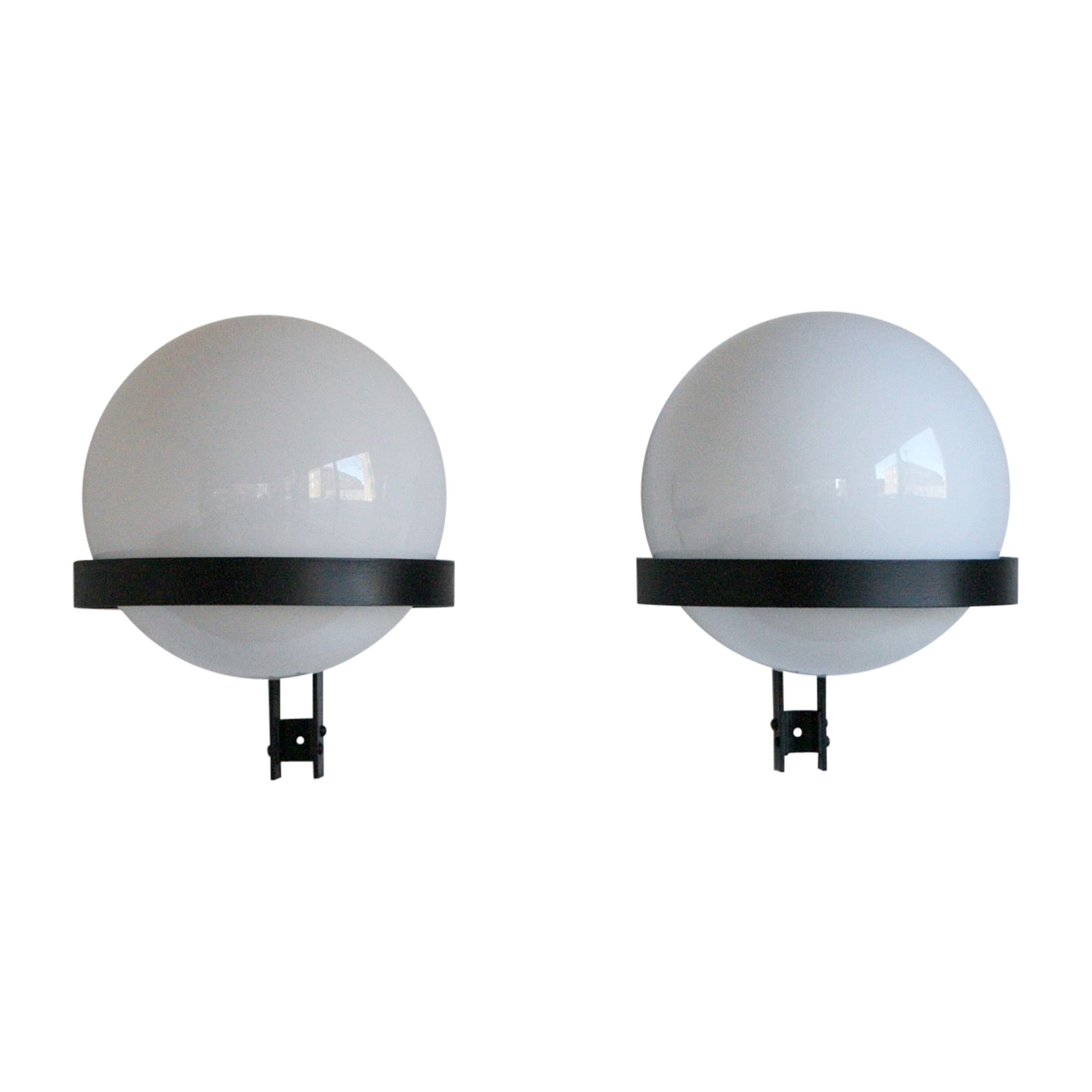 Pair of Opaline Globe Wall Lights For Sale