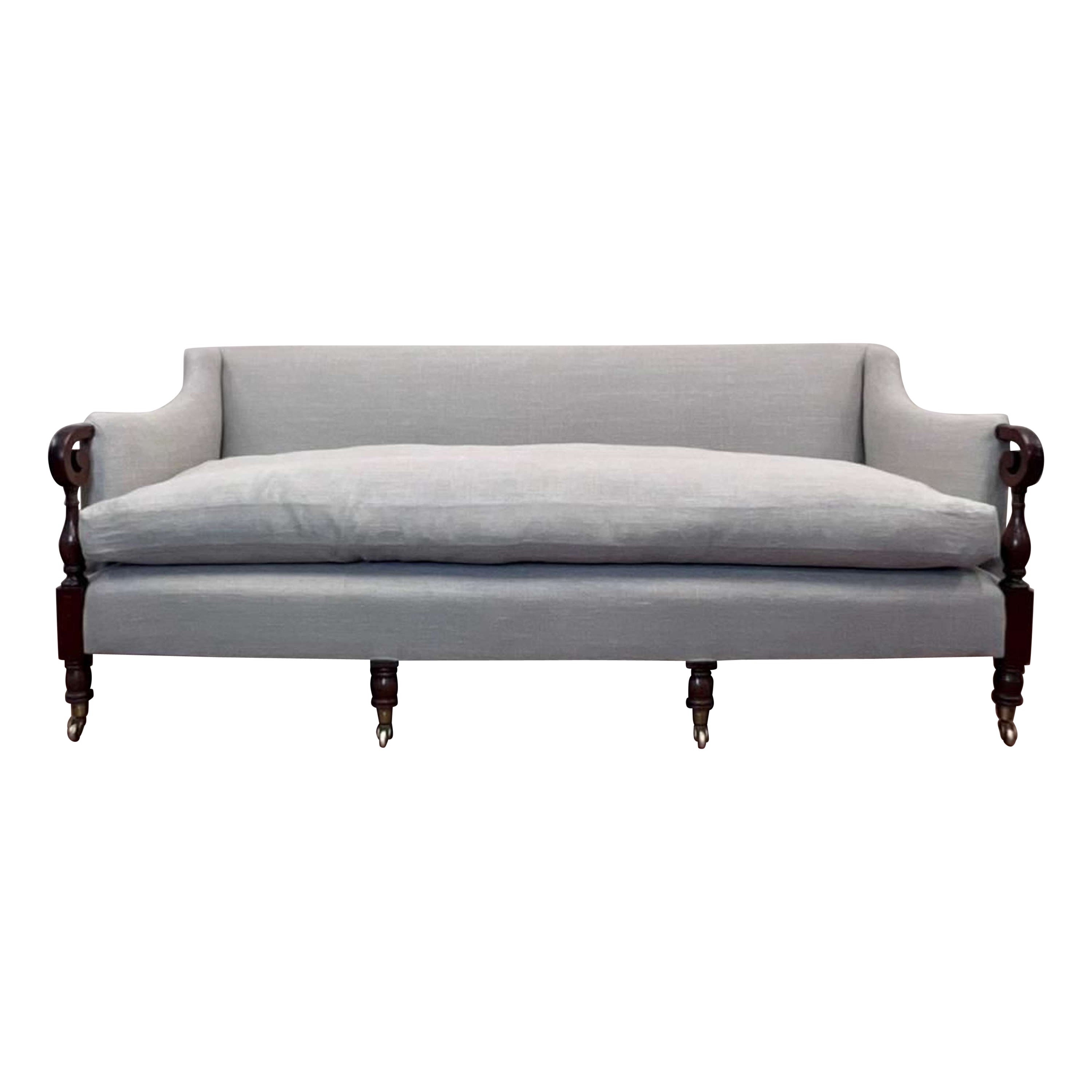 19th century linen upholstered, English  Sofa