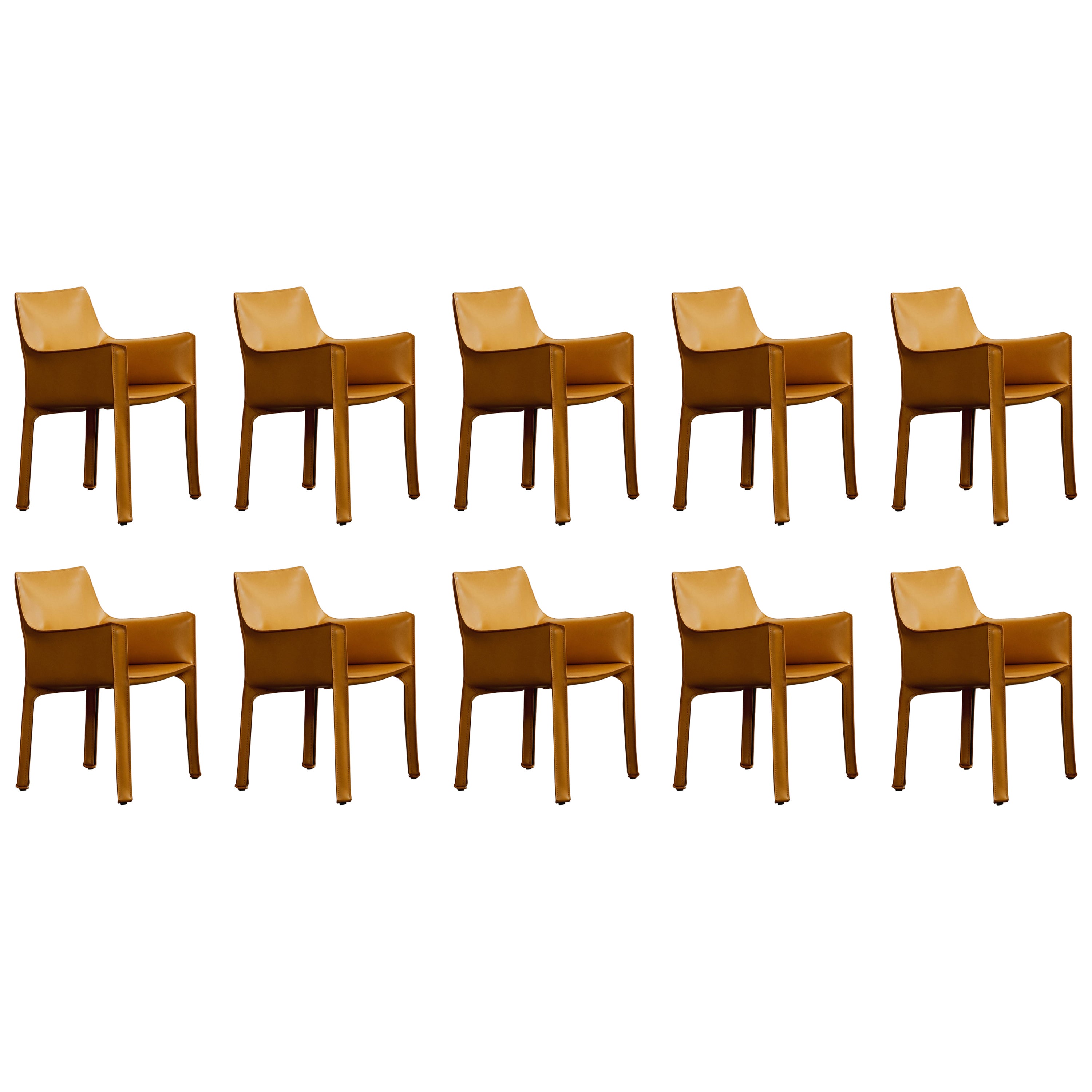 Mario Bellini "CAB 413” Dining Chairs for Cassina, 1977, Set of 10 For Sale