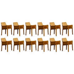 Vintage Mario Bellini "CAB 413" Chairs for Cassina in Yellow, 1977, Set of 12