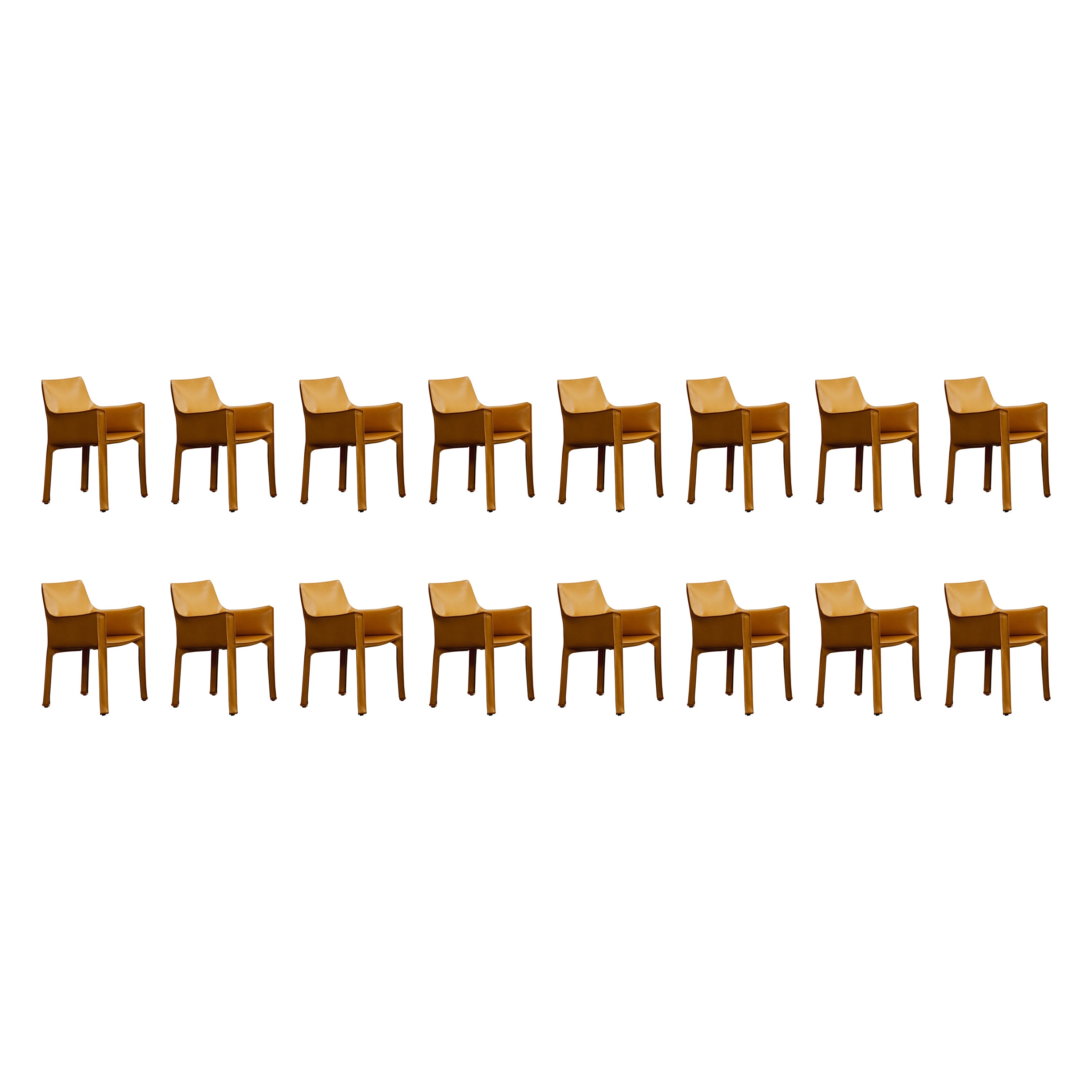 Mario Bellini "CAB 413” Dining Chairs for Cassina, 1977, Set of 16