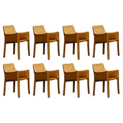 Vintage Mario Bellini "CAB 413" Chairs for Cassina in Yellow, 1977, Set of 8