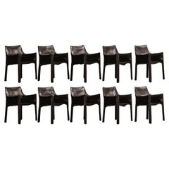 Vintage Mario Bellini "CAB 413" Chairs for Cassina in Black, 1977, Set of 10
