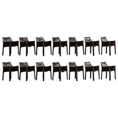 Mario Bellini "CAB 413" Chairs for Cassina in black, 1977, Set of 14