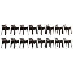 Vintage Mario Bellini "CAB 413" Chairs for Cassina in Black, 1977, Set of 16