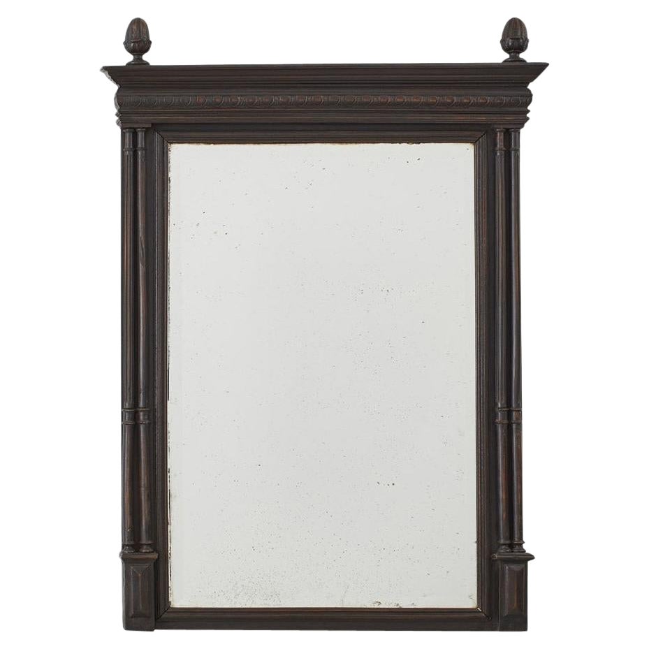 19th Century French Ebonised classical overmantel mirror