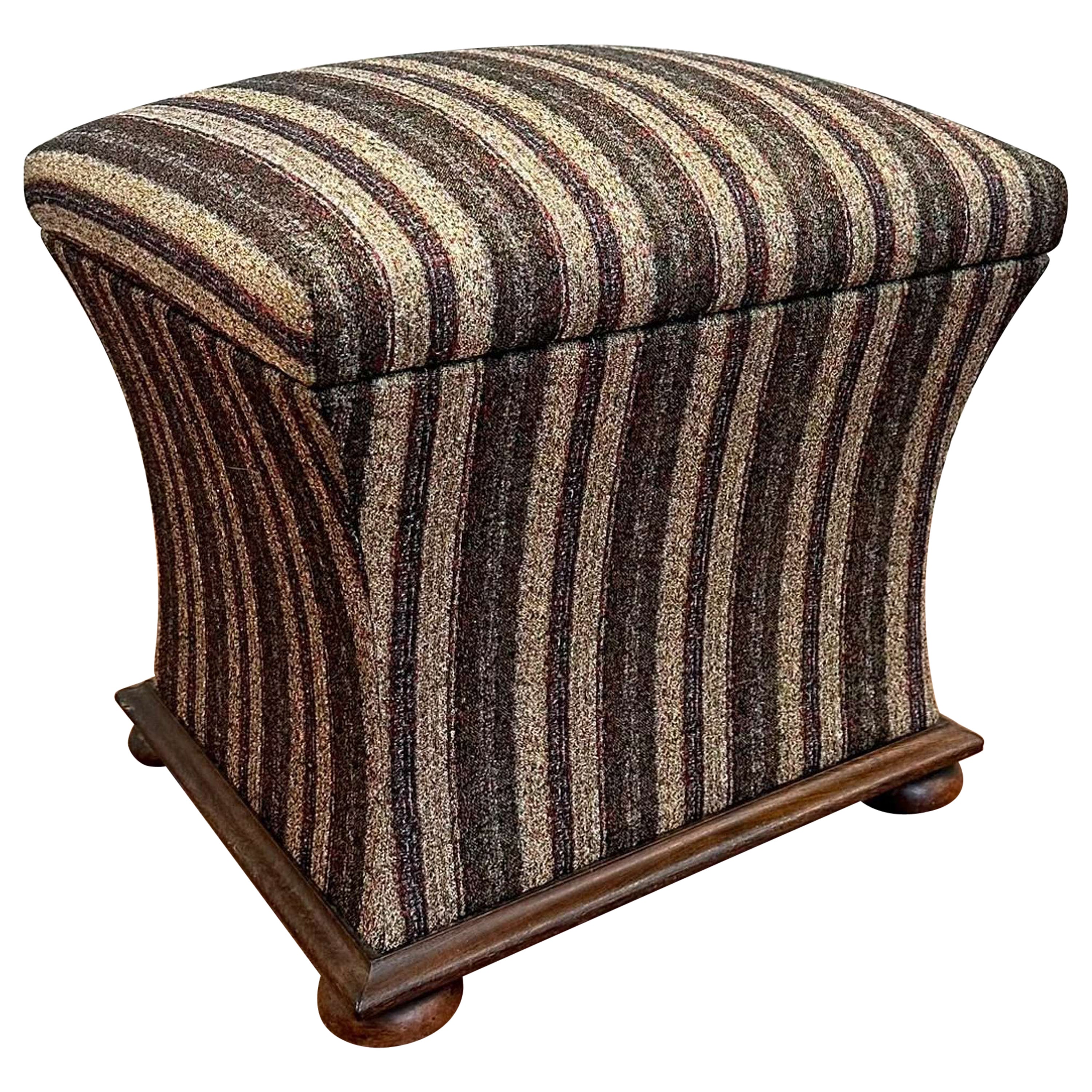 Tabouret ottoman anglais tapissé d'acajou du 19ème siècle