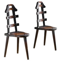 Pair of Mid Century chairs in inlaid wood