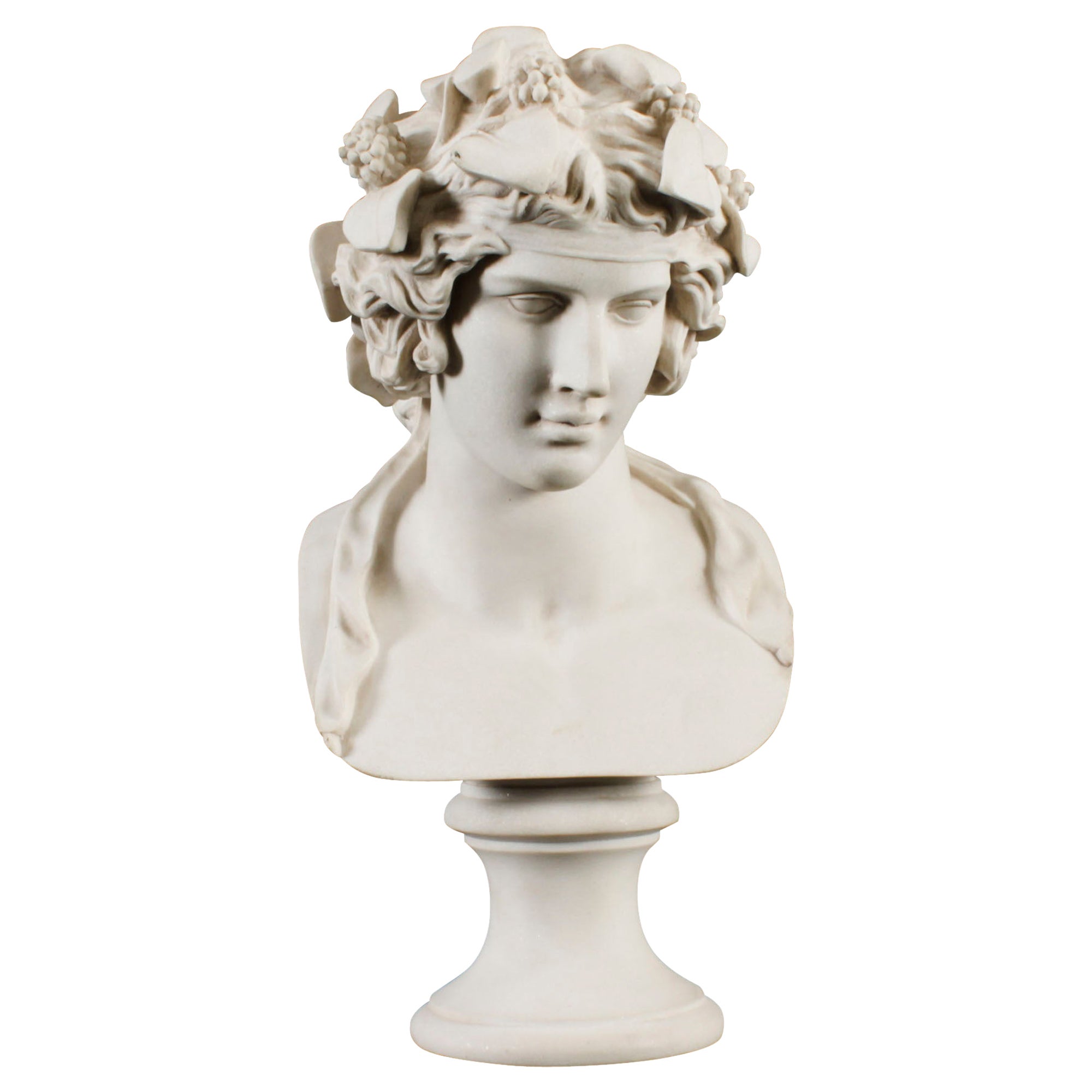 Vintage Composite Marble Bust of Roman God Bacchus 20th Century