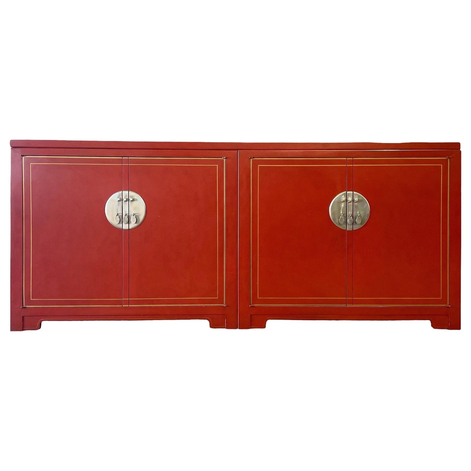 Michael Taylor for Baker - Credenza Cabinet - Far East Collection - Coral Red