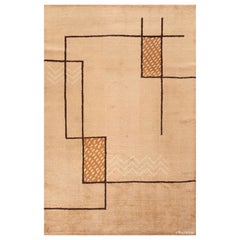 Beautifully Geometric Antique Minimalist French Art Deco Area Rug 6'5" x 9'8"