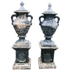Pair of Classic Cement Cups with Rectangular Base 