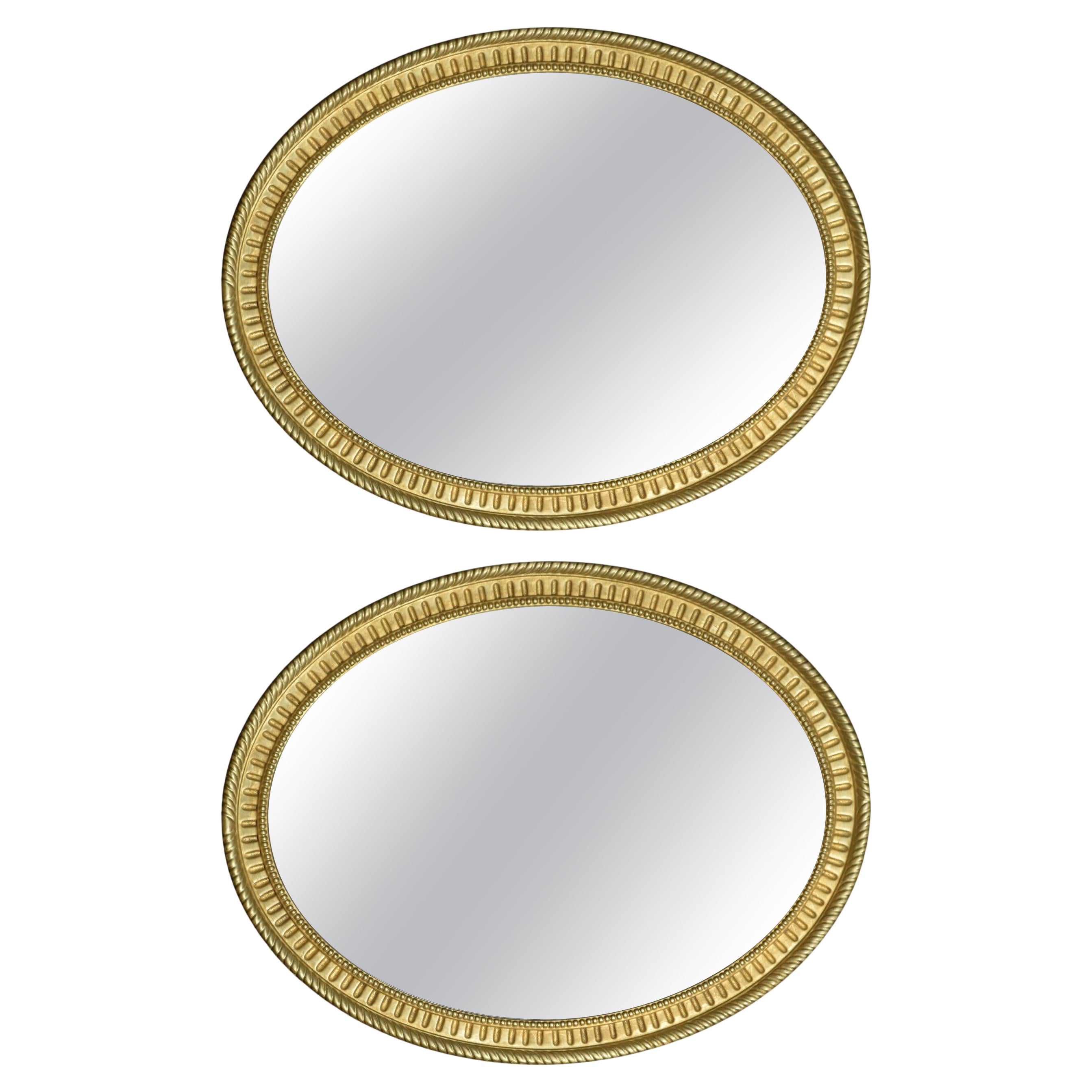 Pair of oval wall mirrors For Sale