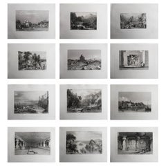 Set of 12 Original Antique Prints of India, circa 1830