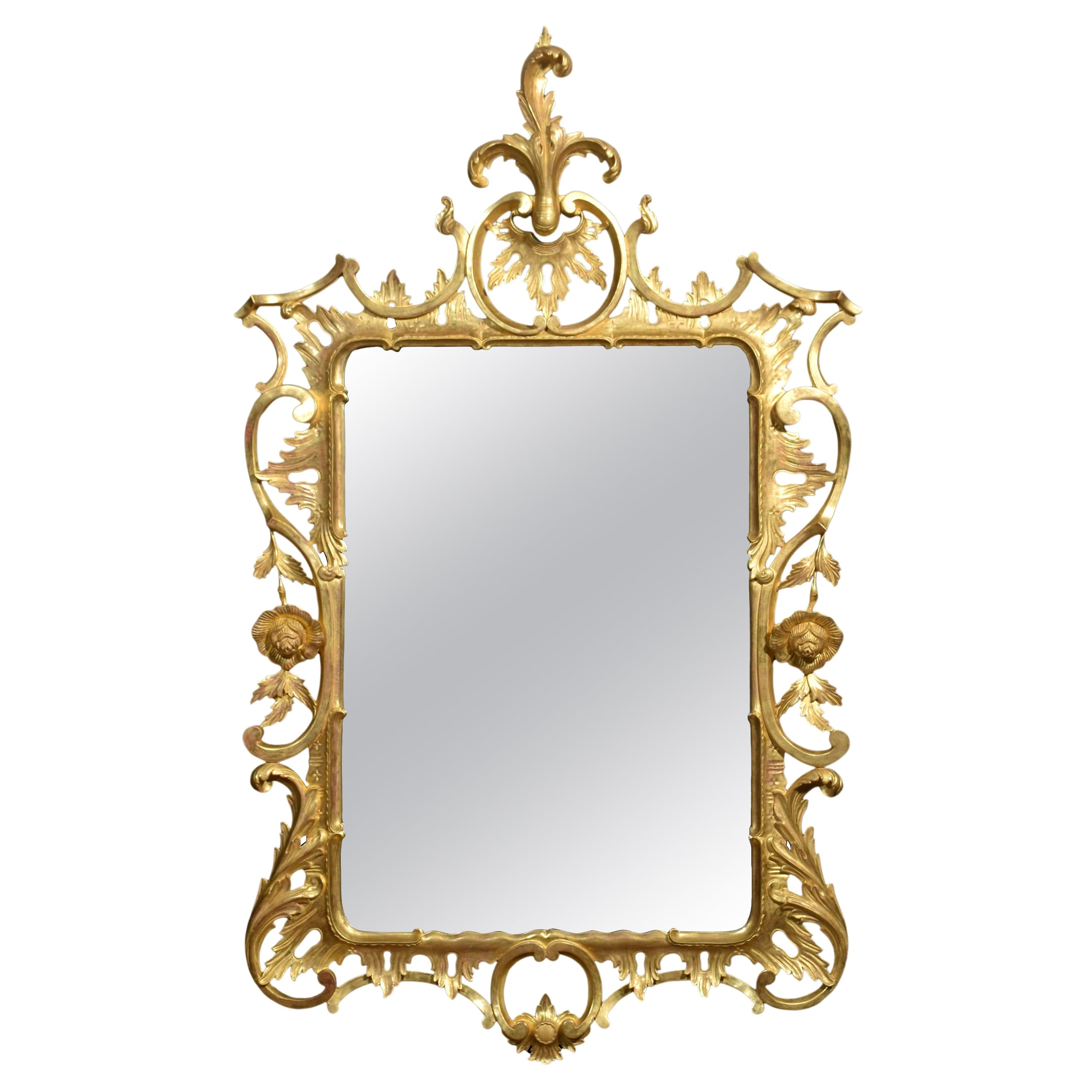 Rococo revival giltwood wall mirror For Sale