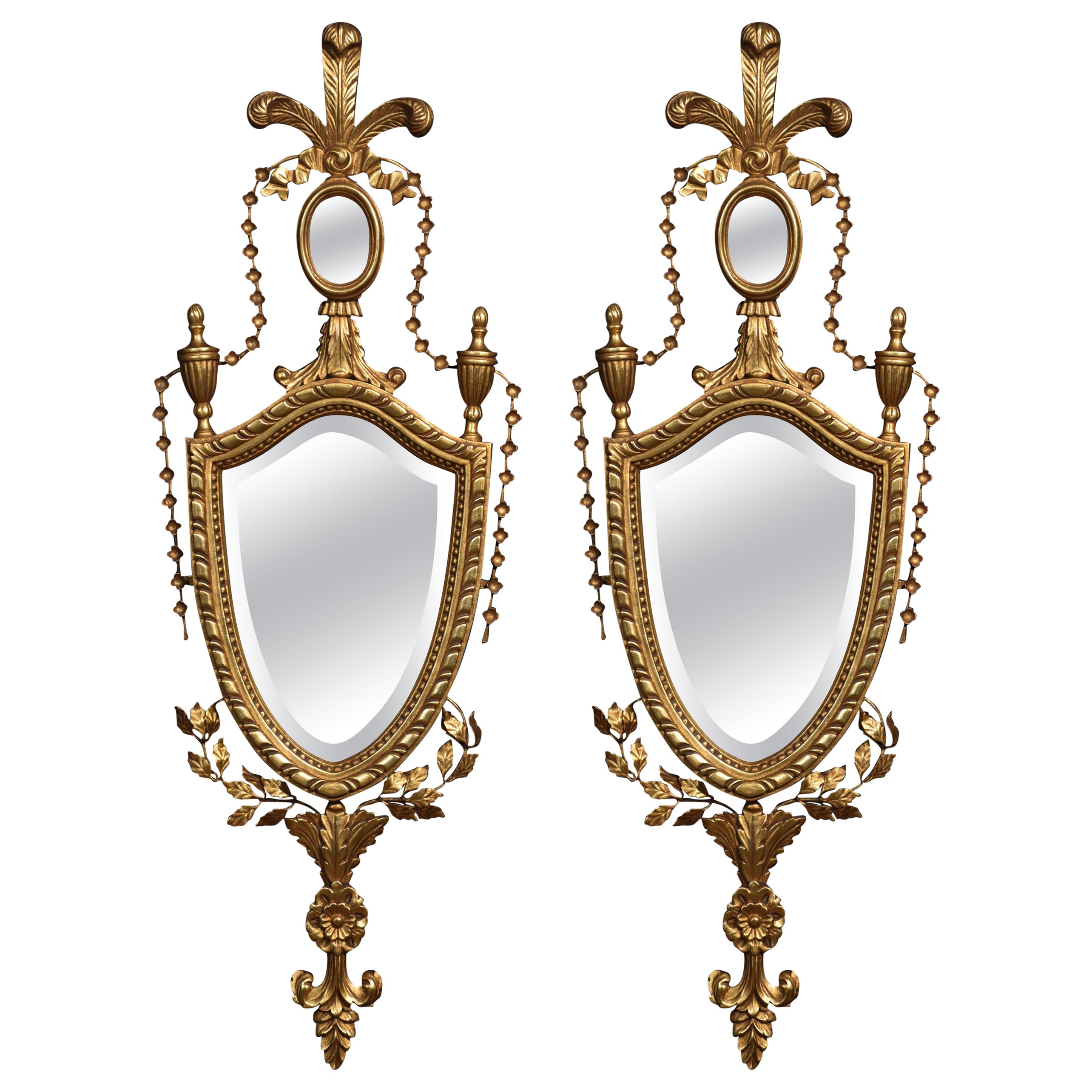 Pair of giltwood wall mirrors For Sale