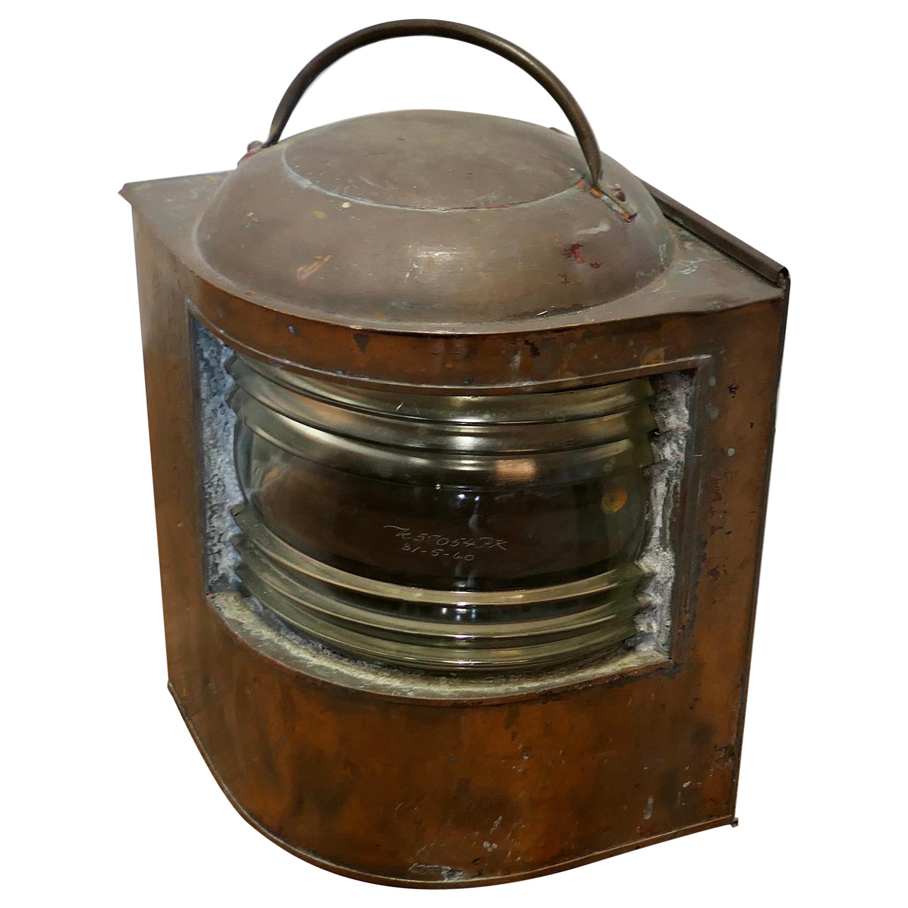Feu de navigation en cuivre pour bateaux. en vente
