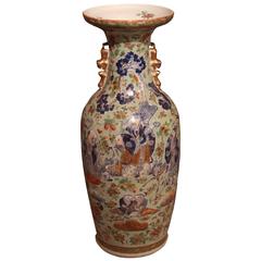 Large Canton Famille Verte Baluster Vase, circa 1880