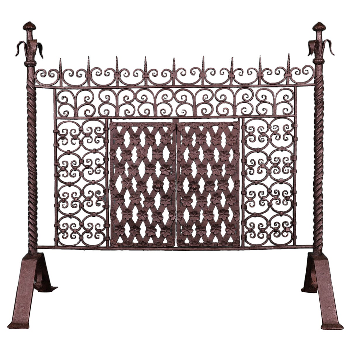A Large Hand-Wrought Fire Screen For Sale
