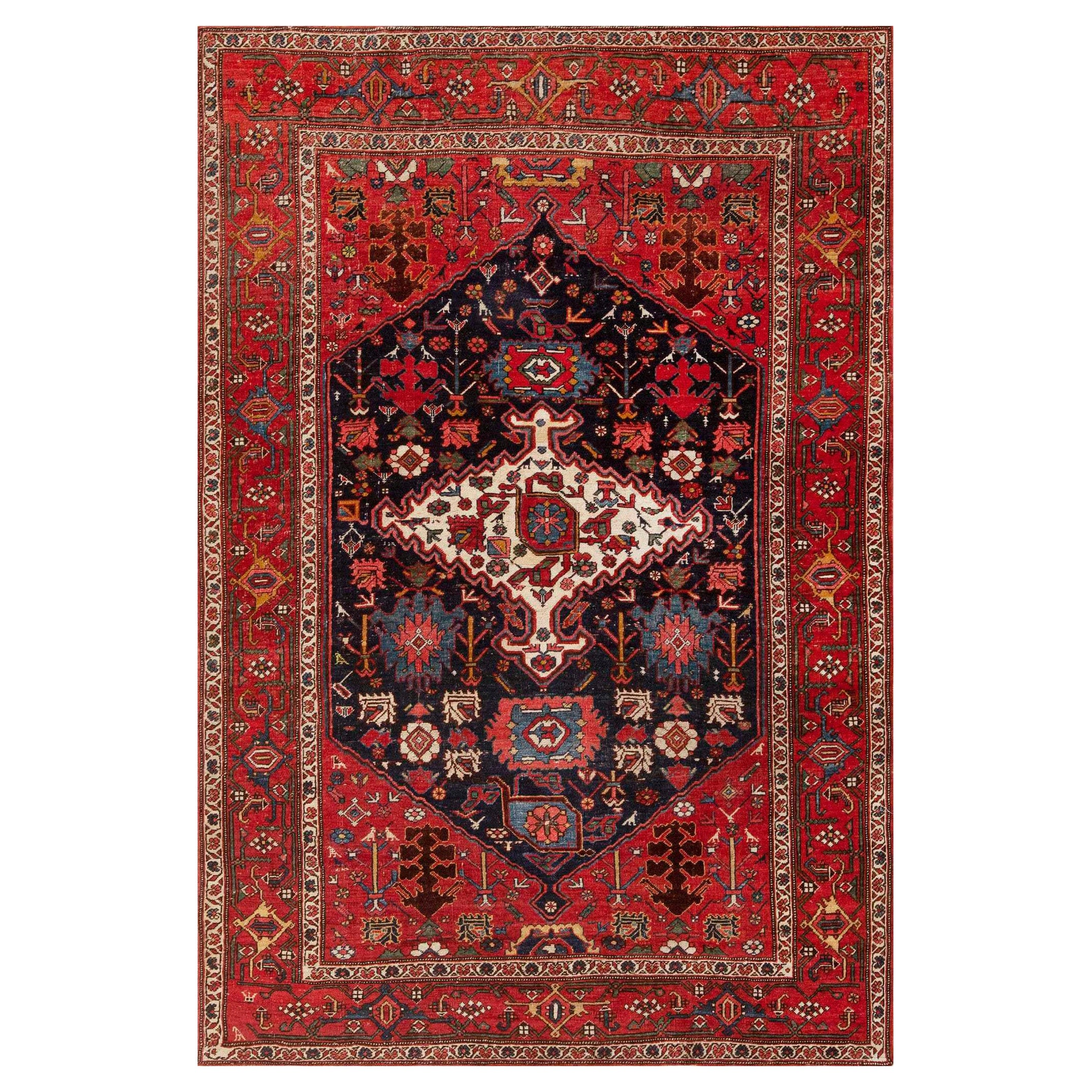 Stunning Small Antique Tribal Harshang Design Persian Bidjar Area Rug 4'6" x 7'
