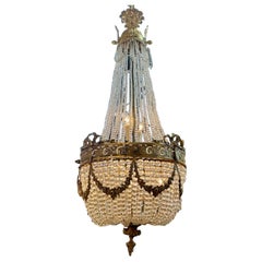 Antique French Louis XVI Design Basket Form Chandelier