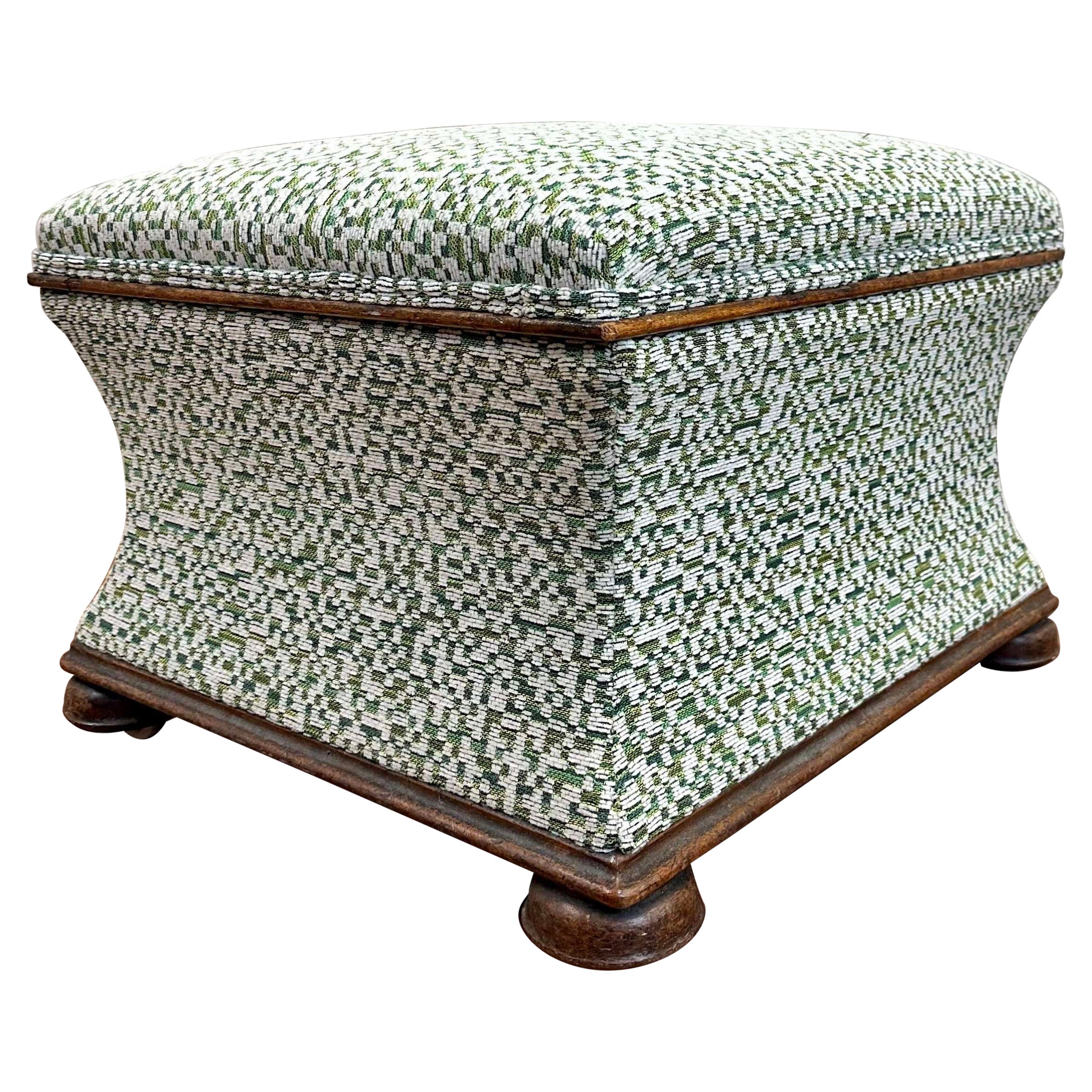 19th Century English upholstered Ottoman Footstool