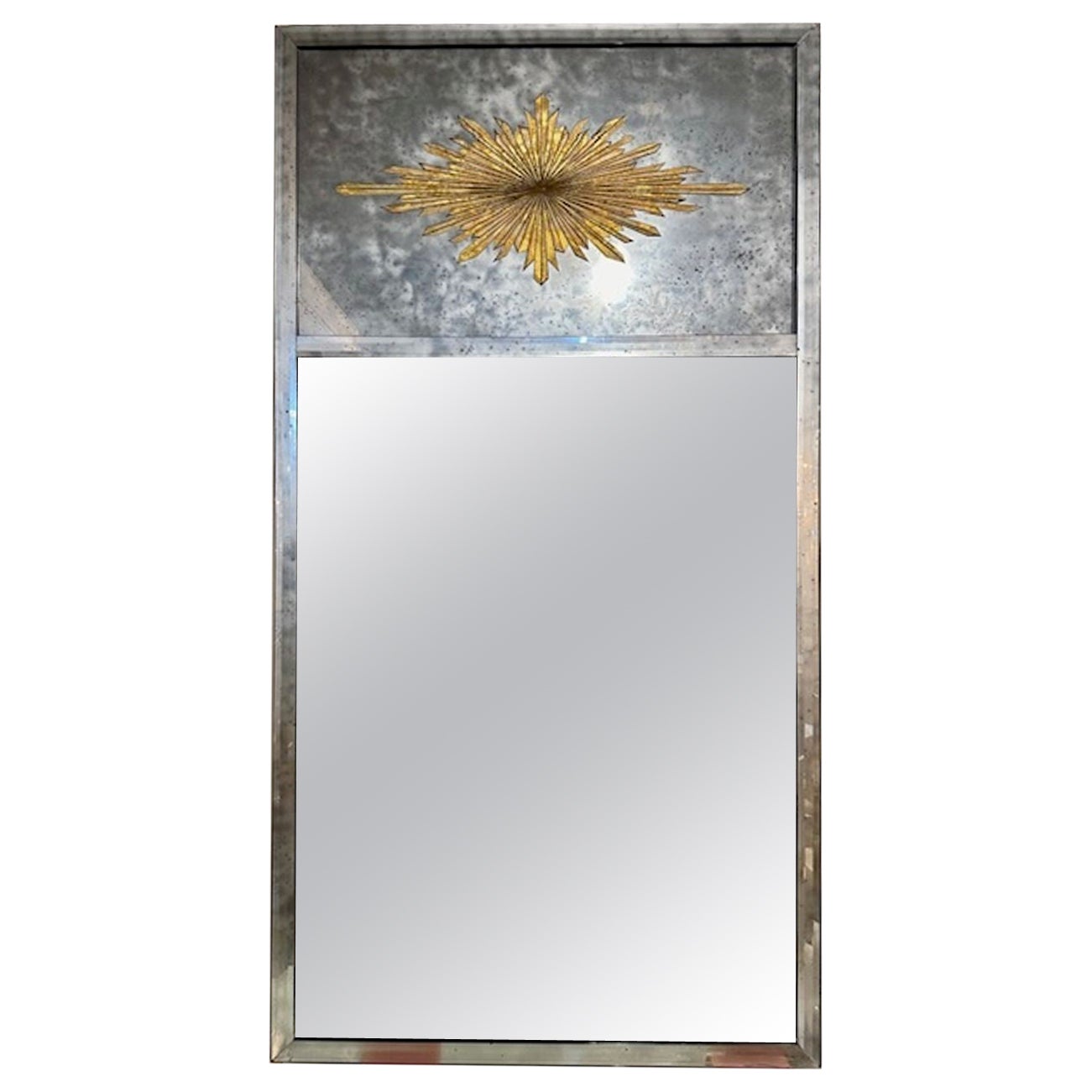 French Jansen Eglomise' Trumeau Mirror For Sale