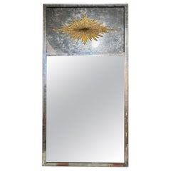 French Jansen Eglomise' Trumeau Mirror