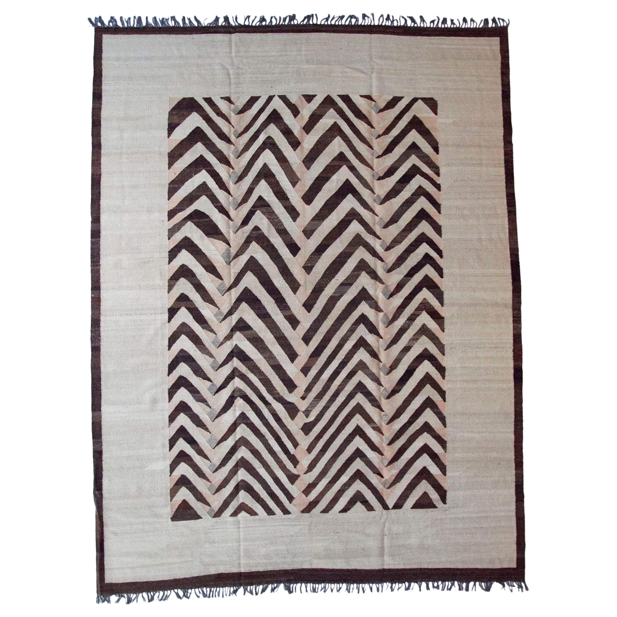 Modernist Design Flat Weave Rug with Natural Fiber, Color and Dye 9'X12' For Sale