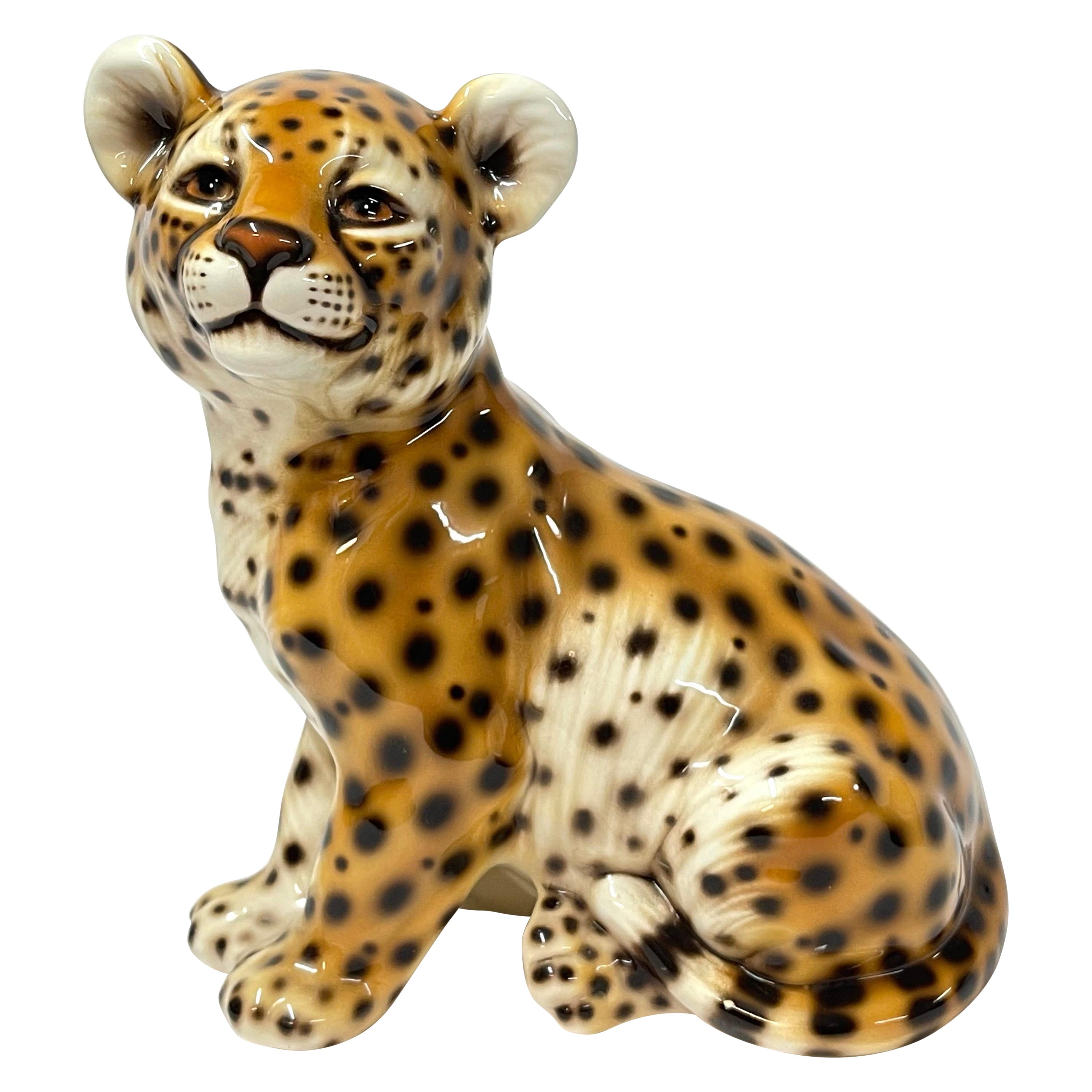 1970's Italian Ceramic Baby Leopard  For Sale