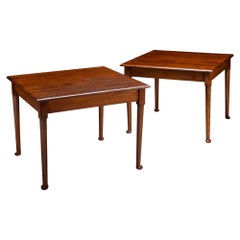 Antique Tables Pair 99cm 39" Square Center Side Writing Gaming Elm 19Century Classical