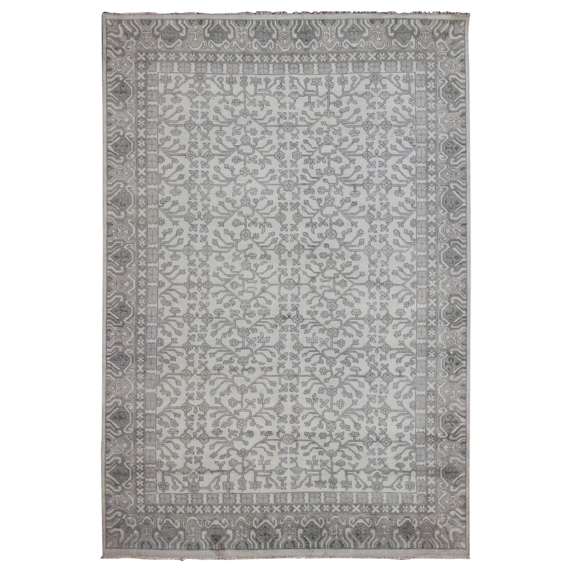 Keivan Woven Arts Handgeknüpfter Khotan-Teppich aus Wolle mit All-Over-Design  9'6 x 13'6
