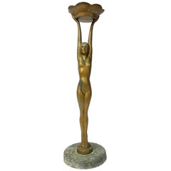Used Art Deco Nude Smoking Stand Signed Frankart