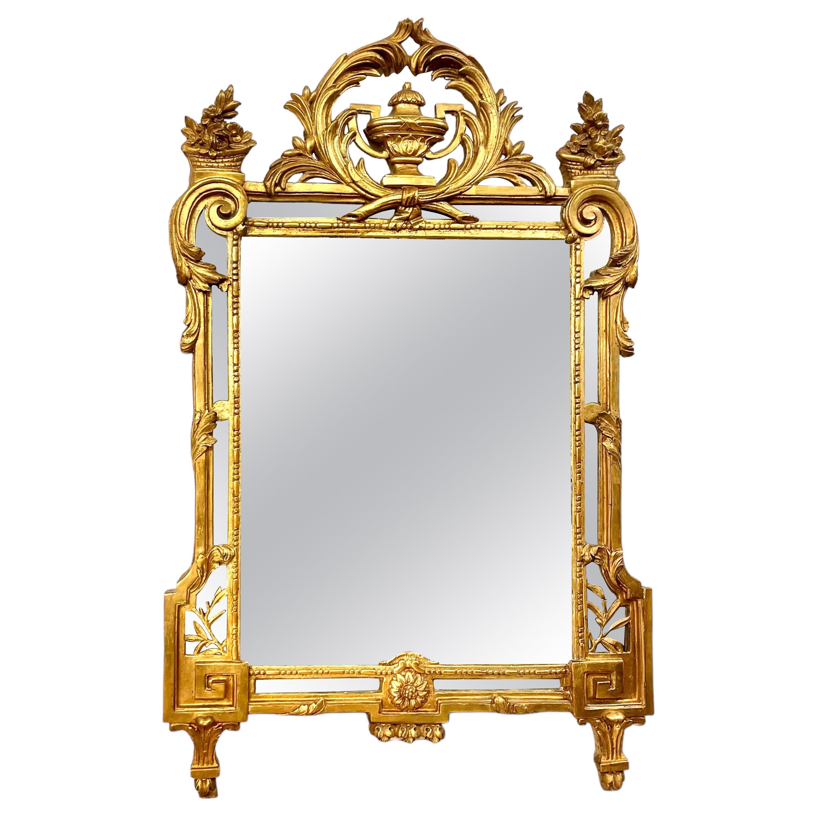 1780s Louis XVI Pareclose Giltwood Mirror 