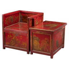 WaterCloset Commode Armchair Table Red Lacquer Alnwick Castle DukeNorthumberland